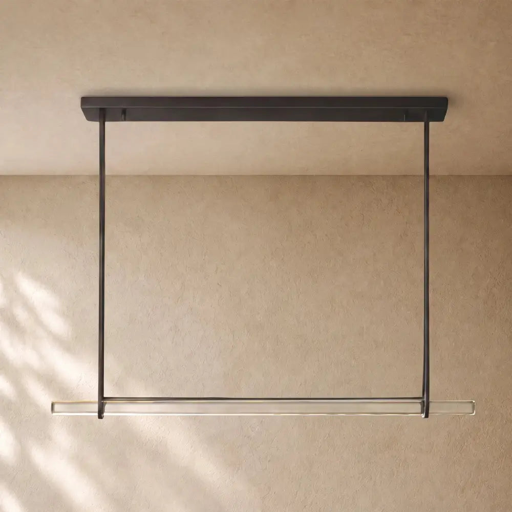 Audubom Crystal Horizontal Single Bar Linear Chandelier - Bronze / Grand