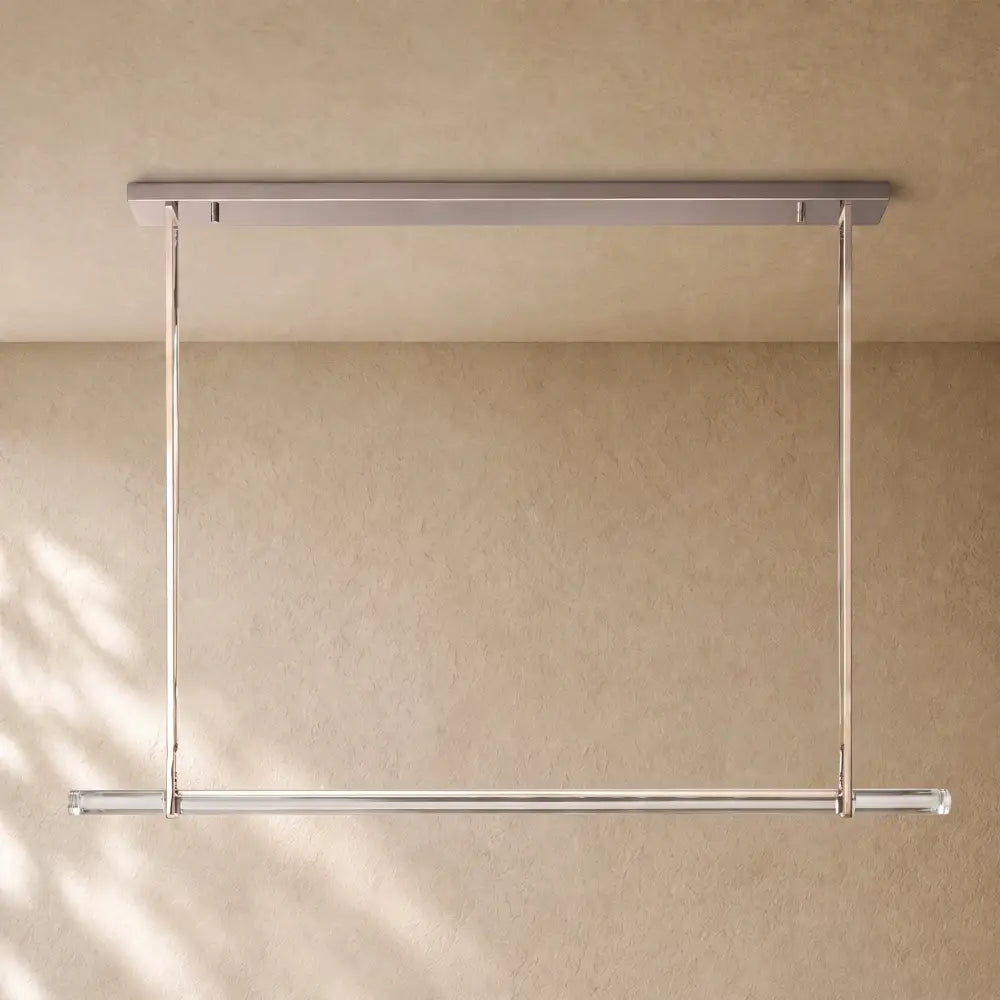 Audubom Crystal Horizontal Single Bar Linear Chandelier - Nickel / Grand