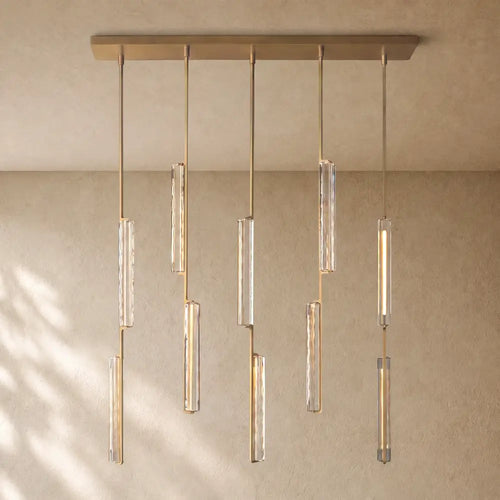 Audubom Crystal Linear Chandelier - Brass / Classic