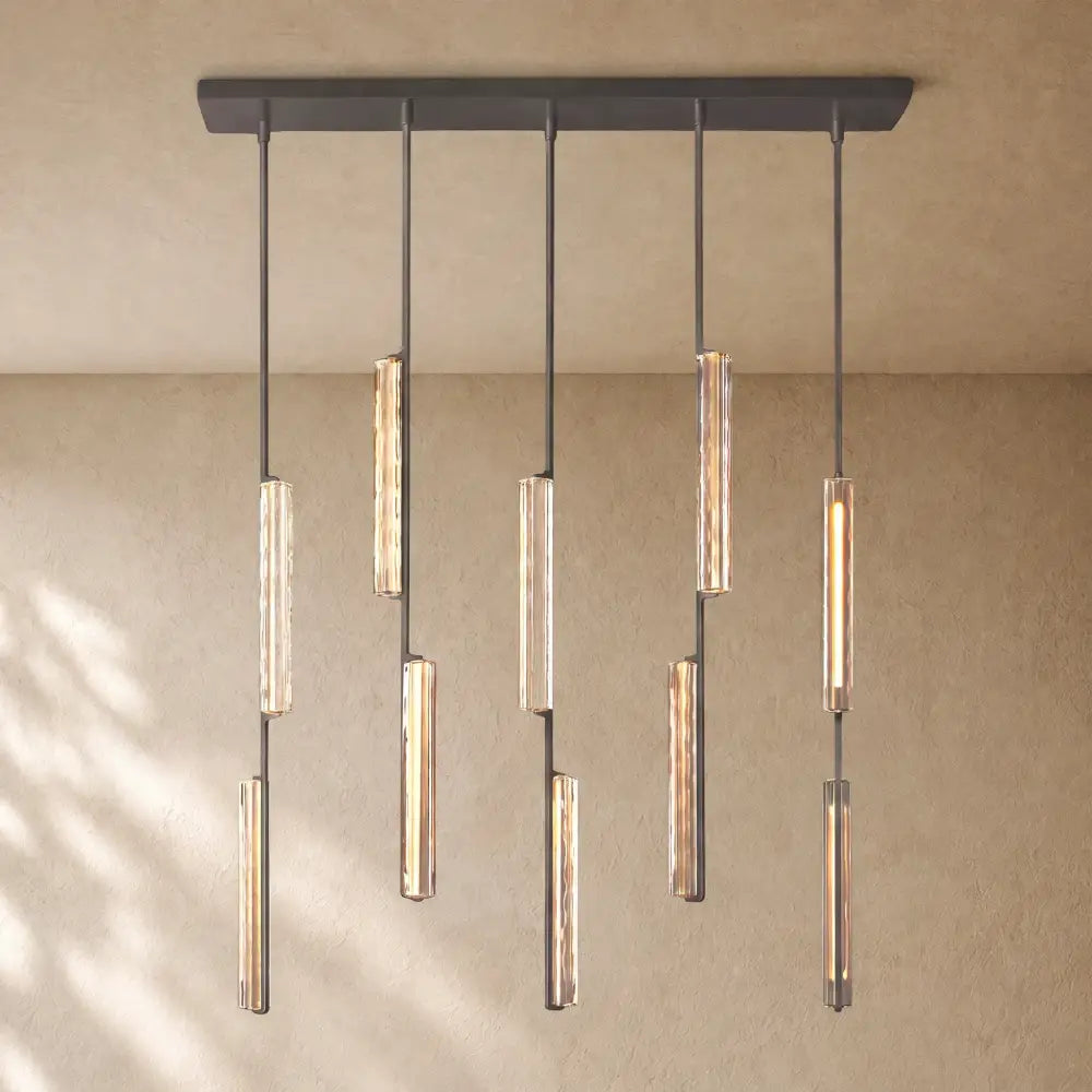 Audubom Crystal Linear Chandelier - Bronze / Classic