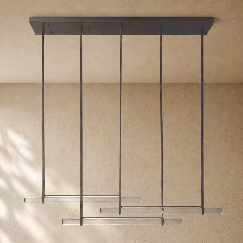 Audubom Crystal Triple Bar Linear Chandelier - 60’’ / Bronze / Classic