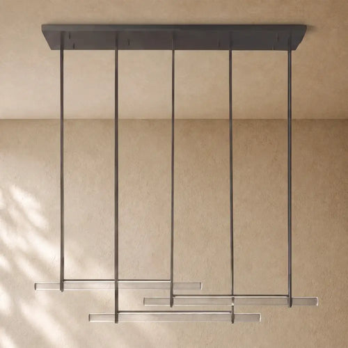 Audubom Crystal Triple Bar Linear Chandelier - 60’’ / Bronze / Classic