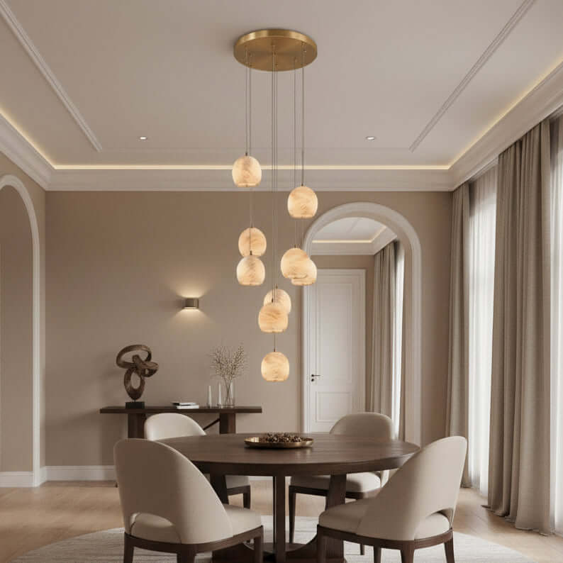 Auris 9 - Light Marble Chandelier - fovolighting