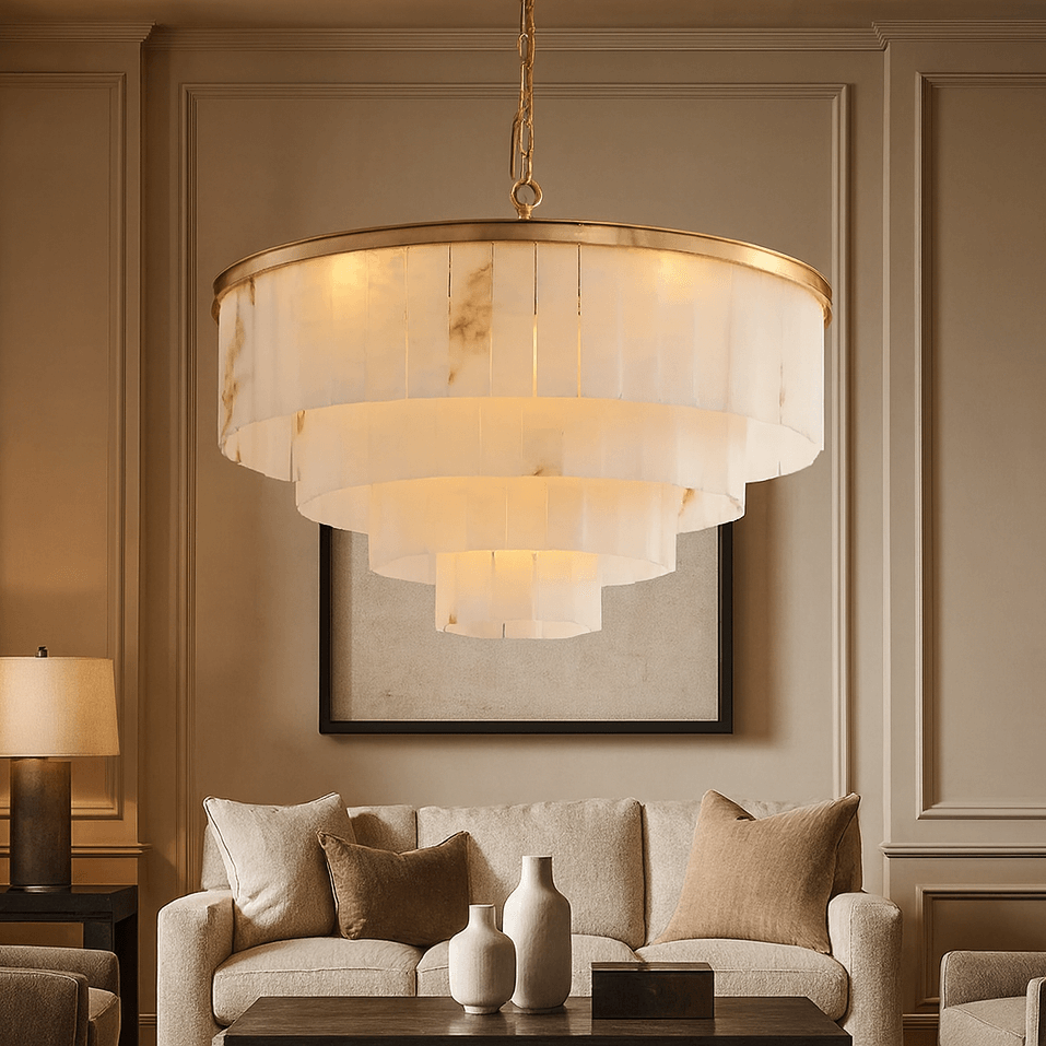 Aurora Marble Round Chandelier - fovolighting