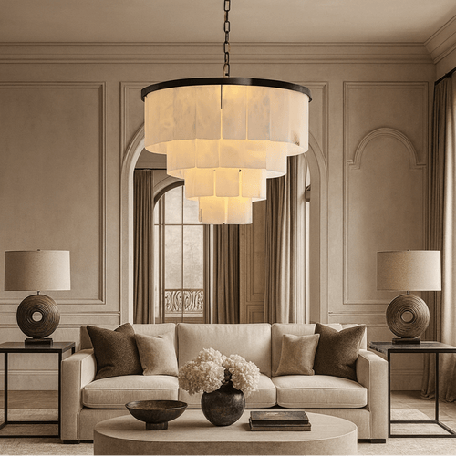 Aurora Marble Tiered Chandelier - fovolighting