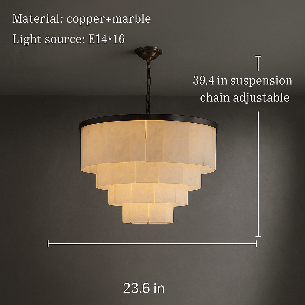Aurora Marble Tiered Chandelier - fovolighting