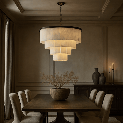 Aurora Marble Tiered Chandelier - fovolighting