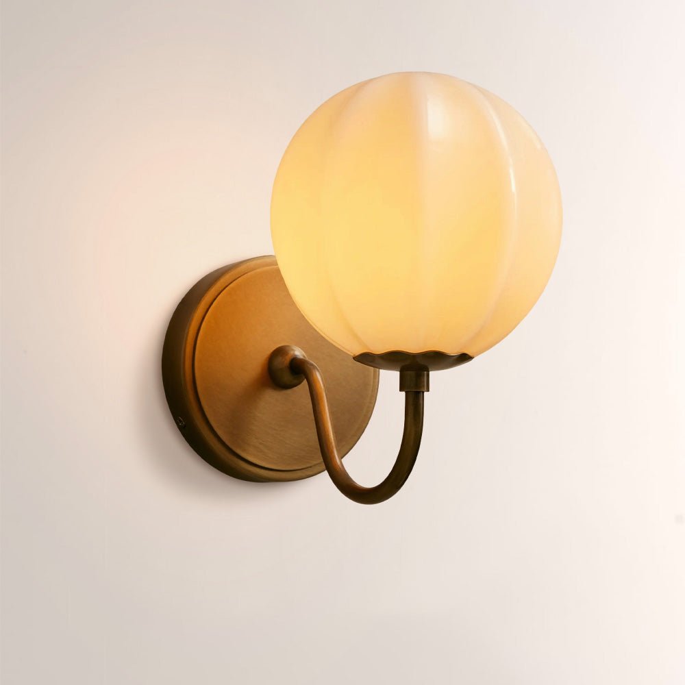 Aveline Gooseneck Ribbed Opal Glass Wall Sconce - fovolighting