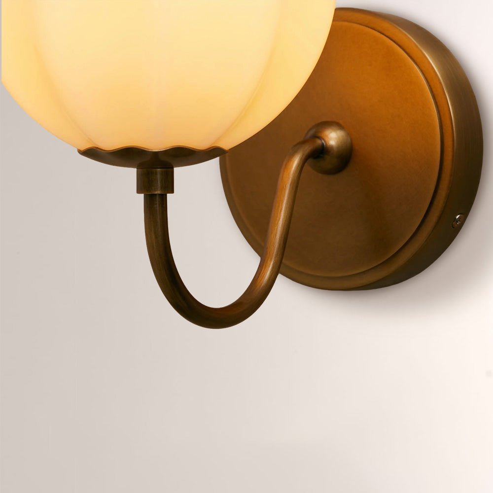 Aveline Gooseneck Ribbed Opal Glass Wall Sconce - fovolighting