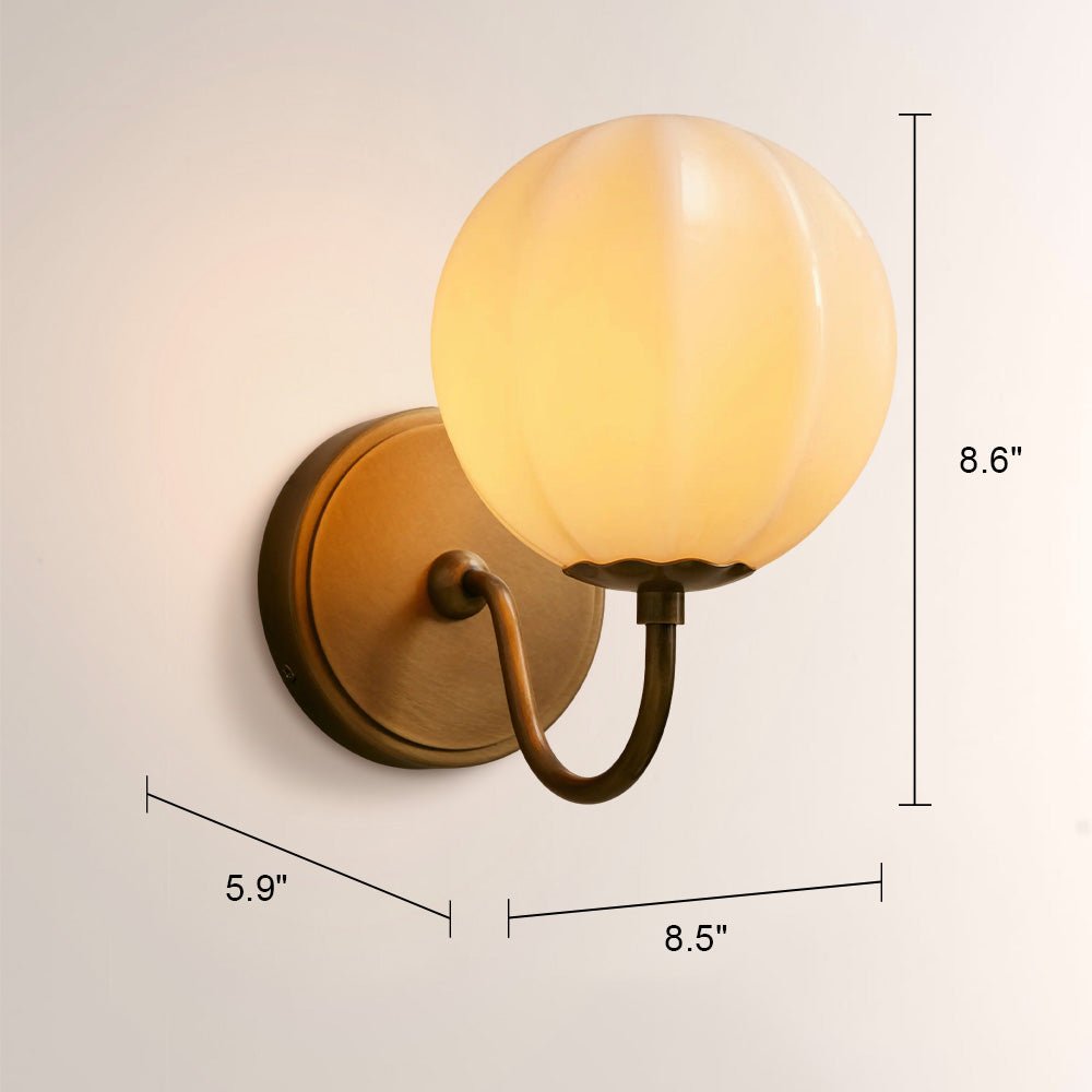 Aveline Gooseneck Ribbed Opal Glass Wall Sconce - fovolighting