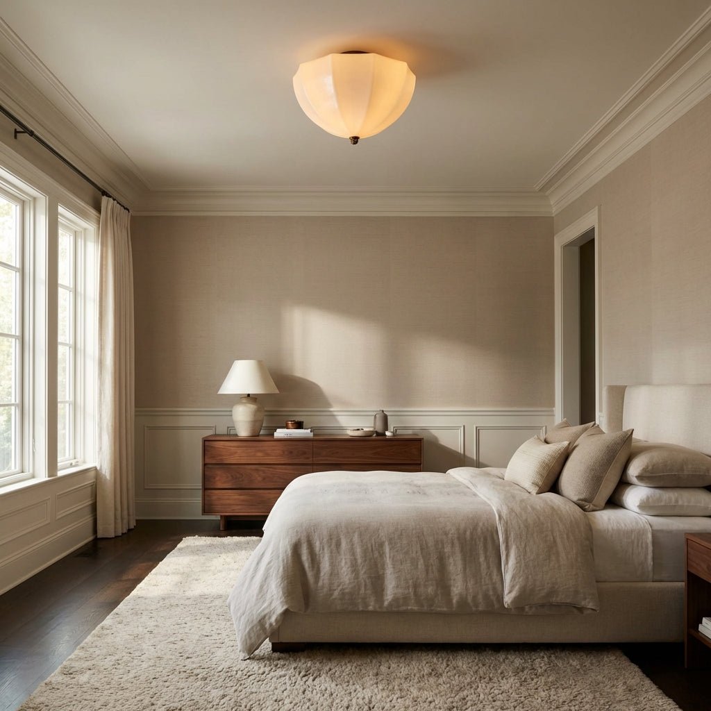 Aveline Ribbed Opal Glass Flush Mount - fovolighting