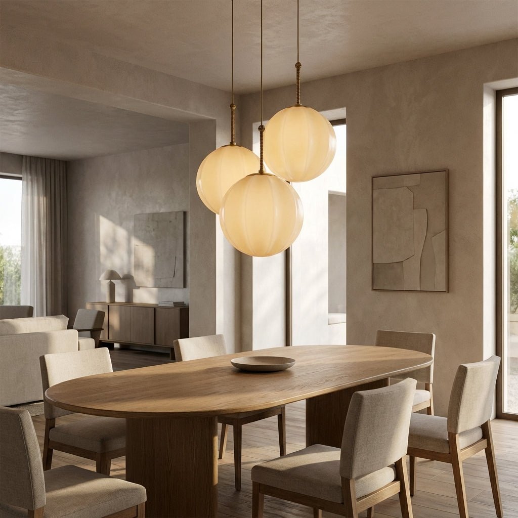 Aveline Ribbed Opal Glass Pendant - fovolighting