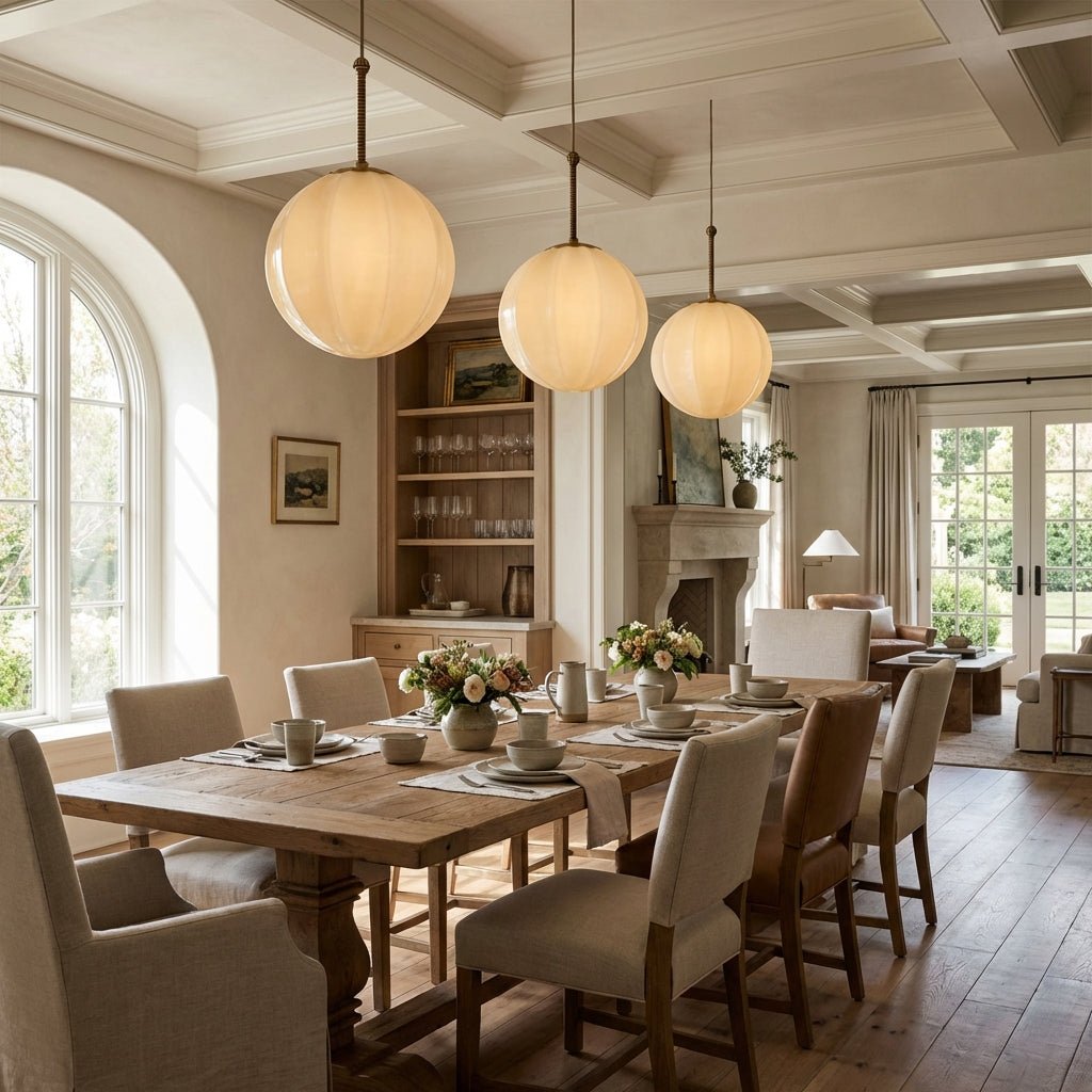 Aveline Ribbed Opal Glass Pendant - fovolighting