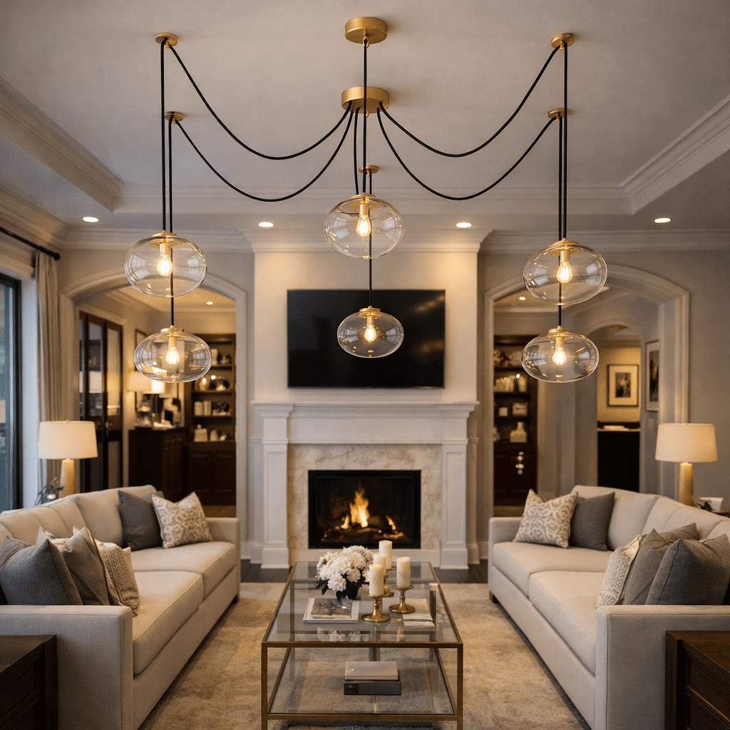 Babrette Clear Glass Suspended Chandelier - fovolighting