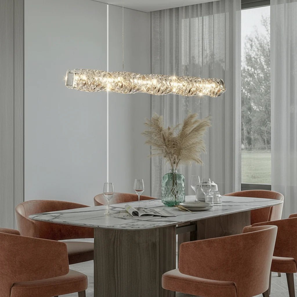 Bacci Modern Linear Crystal Dining Room Chandelier - fovolighting