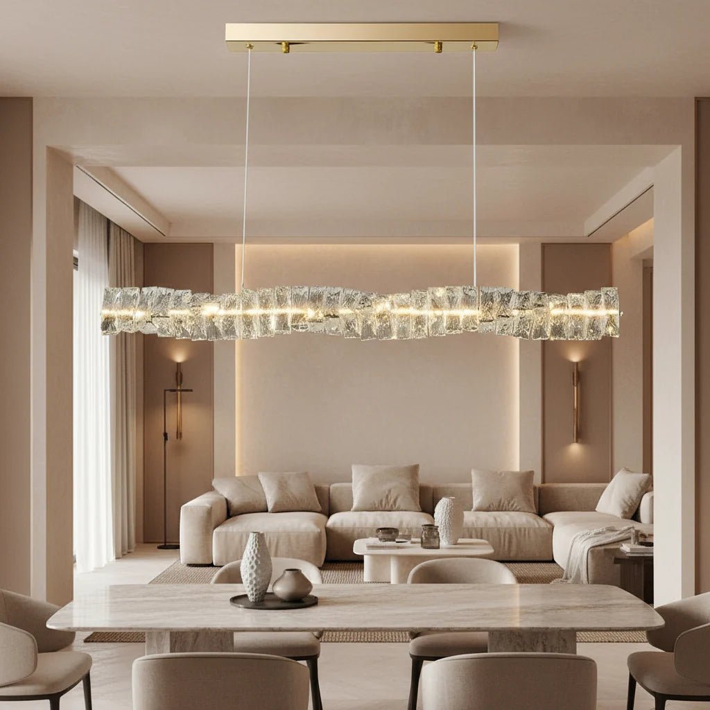 Bacci Modern Linear Crystal Dining Room Chandelier - fovolighting