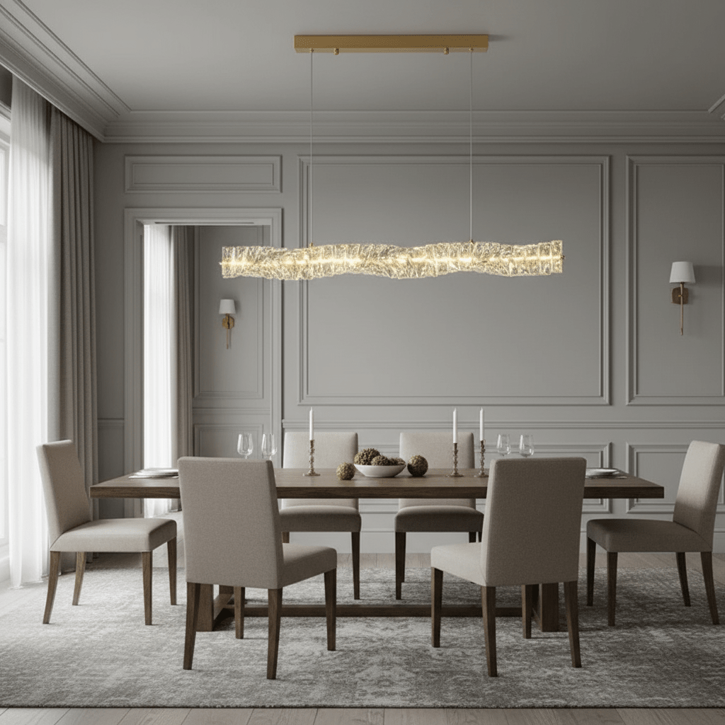 Bacci Modern Linear Crystal Dining Room Chandelier - fovolighting