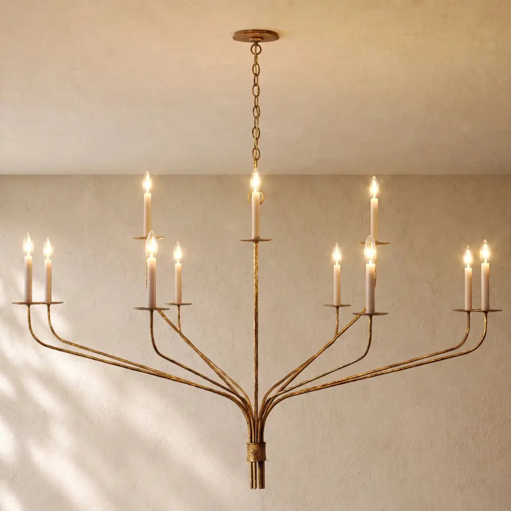 Belf Round Tiered Chandelier - Gilded Iron / 60’’