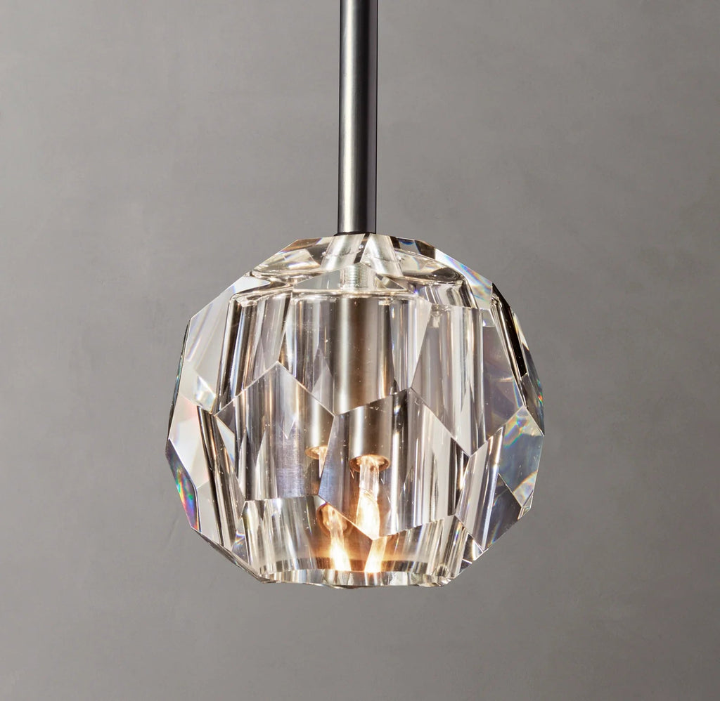 Beula De Clear Cristal Glass Rod Pendant - fovolighting