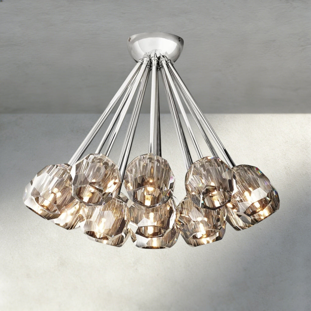 Beula De Clear/ Smoke Cristal Flushmount 24" - fovolighting