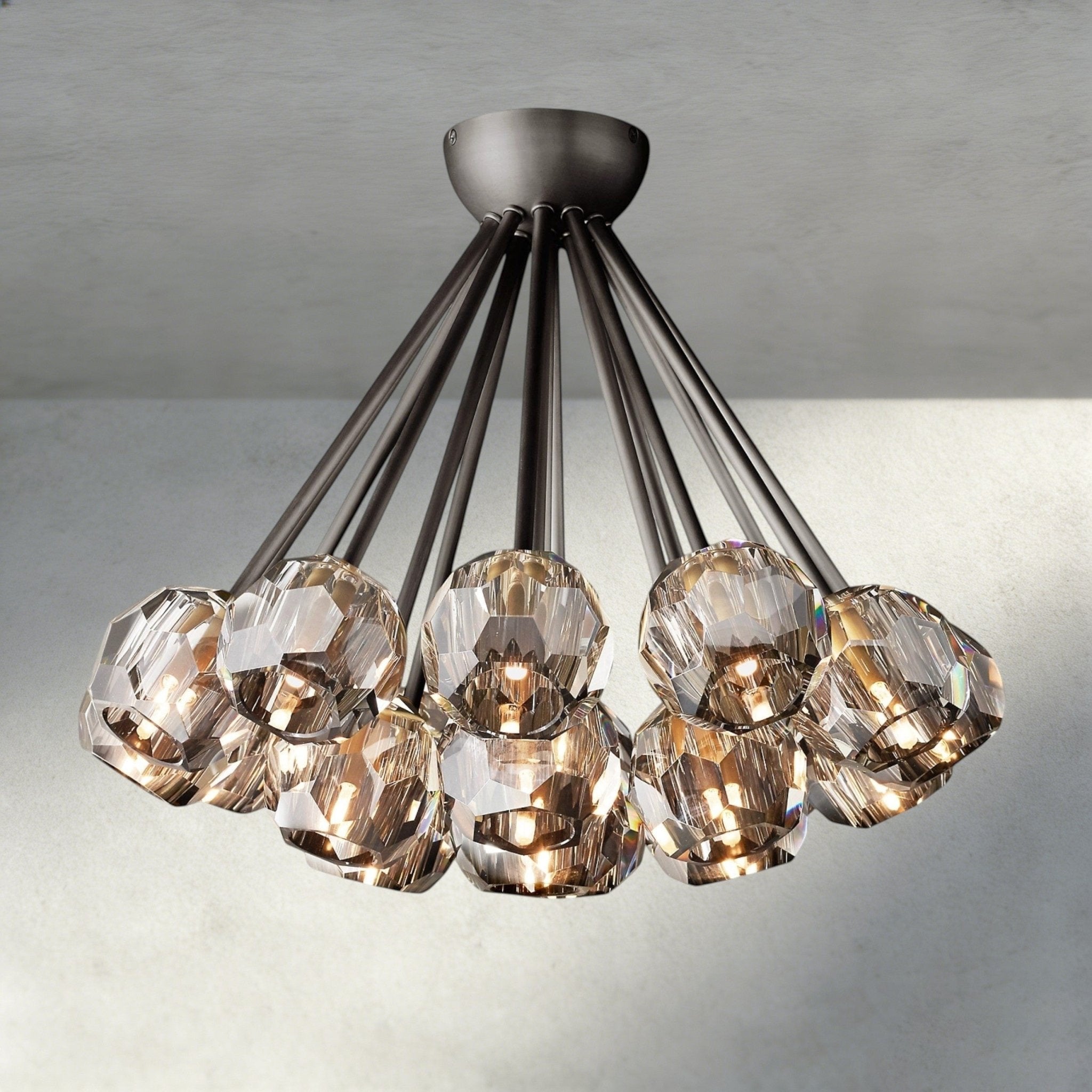 Beula De Clear/ Smoke Cristal Flushmount 24" - fovolighting