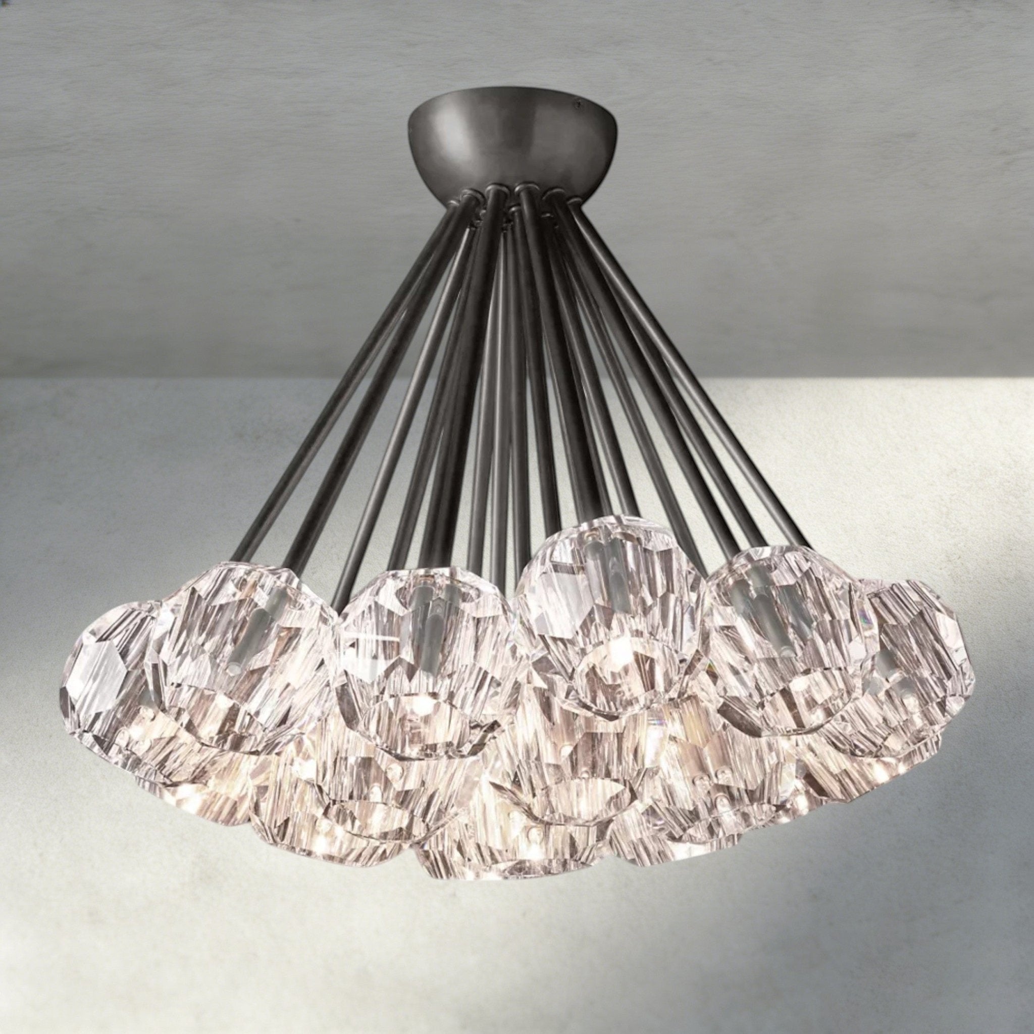 Beula De Clear/ Smoke Cristal Flushmount 24" - fovolighting
