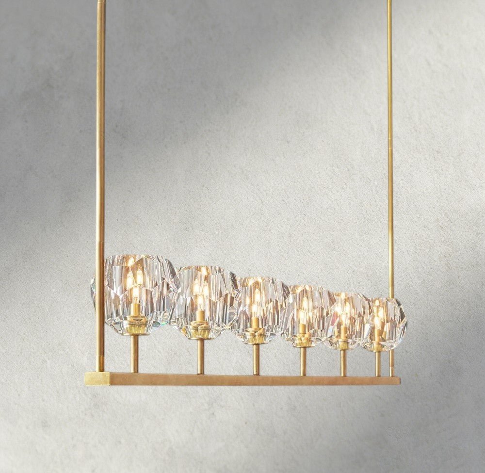 Beula De Cristal Clear Glass Linear Chandelier 48", 60" - fovolighting