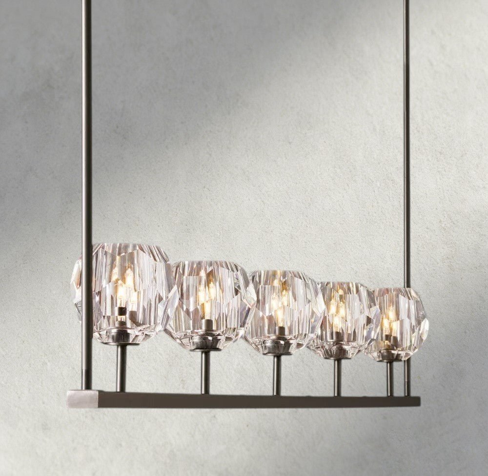 Beula De Cristal Clear Glass Linear Chandelier 48", 60" - fovolighting