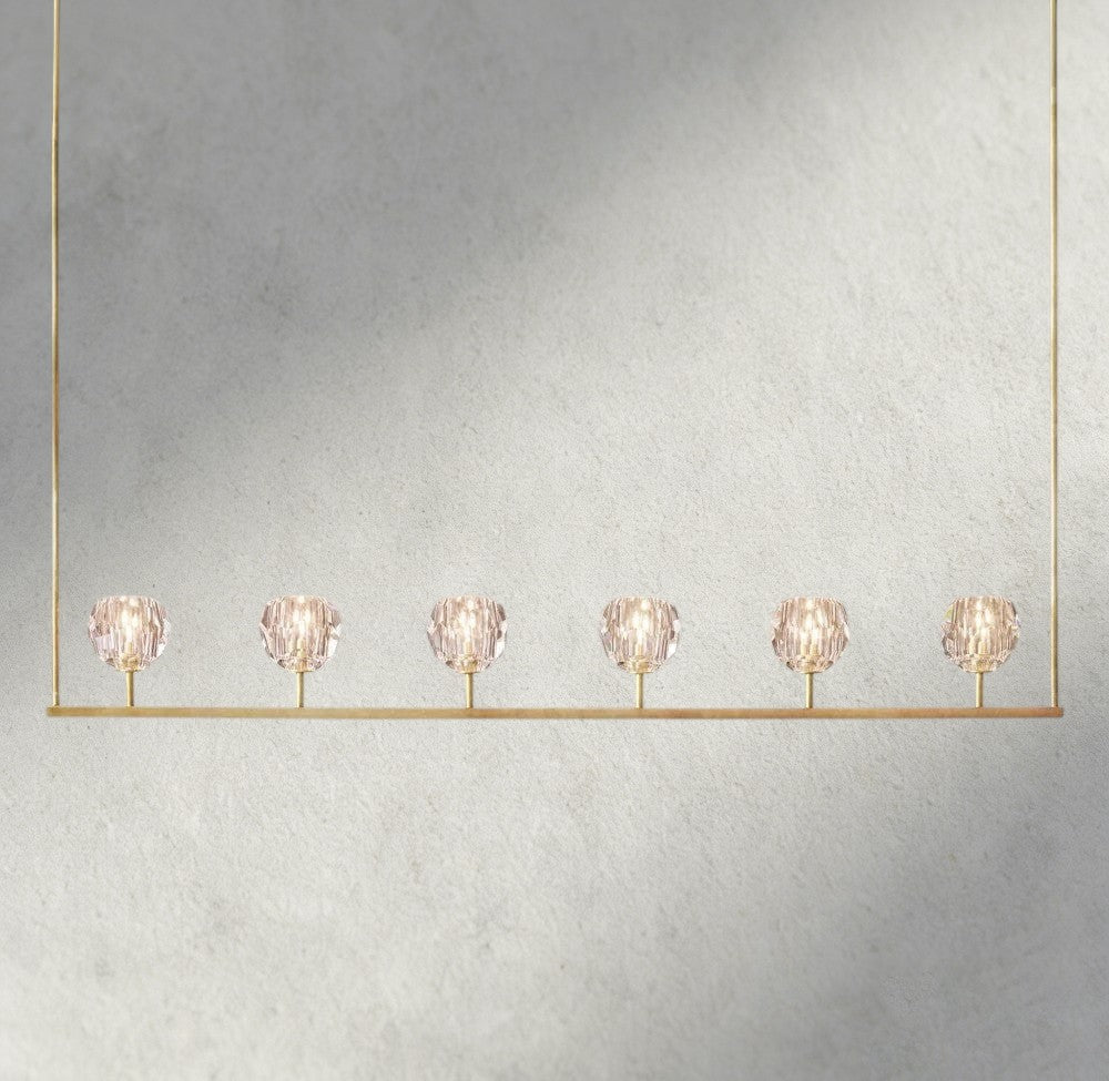 Beula De Cristal Clear Glass Linear Chandelier 48", 60" - fovolighting