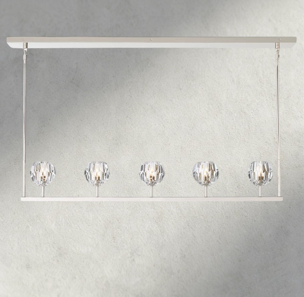 Beula De Cristal Clear Glass Linear Chandelier 48", 60" - fovolighting
