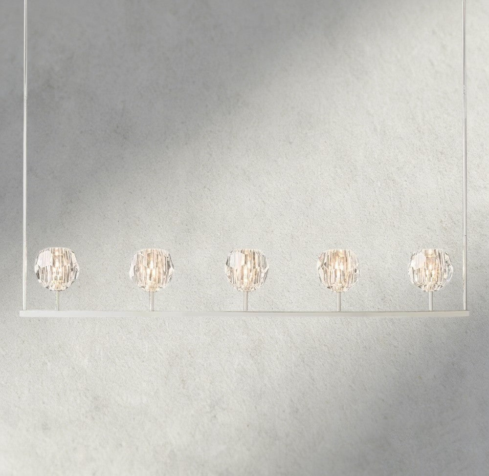 Beula De Cristal Clear Glass Linear Chandelier 48", 60" - fovolighting
