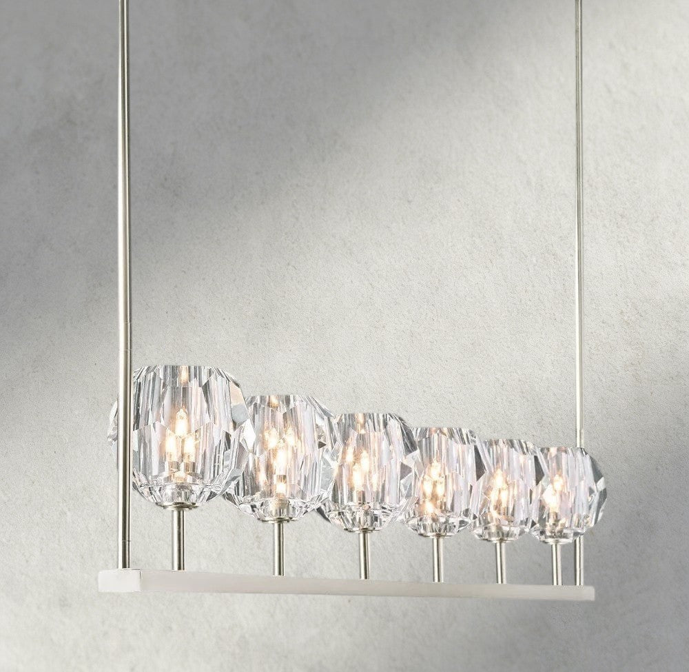 Beula De Cristal Clear Glass Linear Chandelier 48", 60" - fovolighting