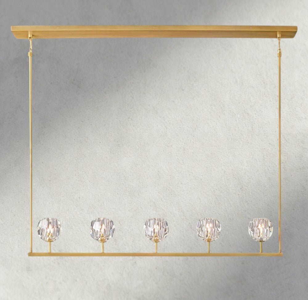 Beula De Cristal Clear Glass Linear Chandelier 48", 60" - fovolighting