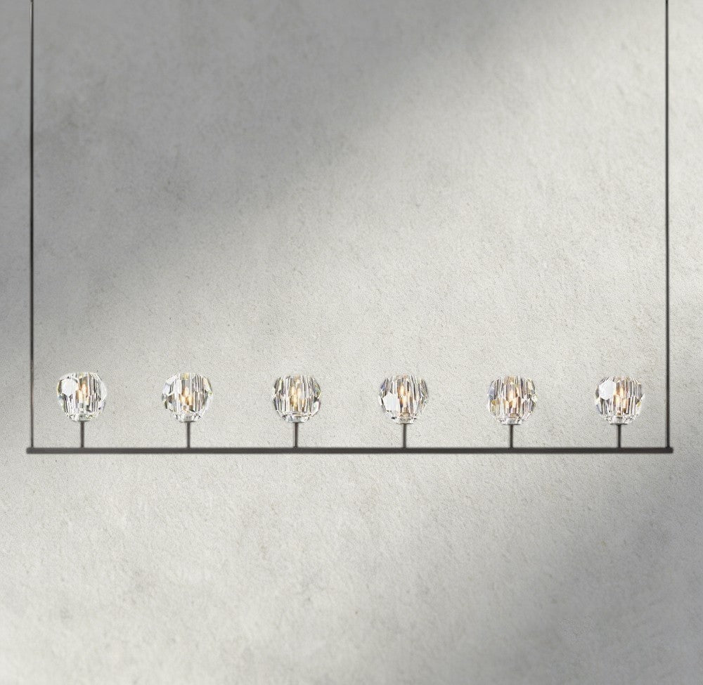 Beula De Cristal Clear Glass Linear Chandelier 48", 60" - fovolighting