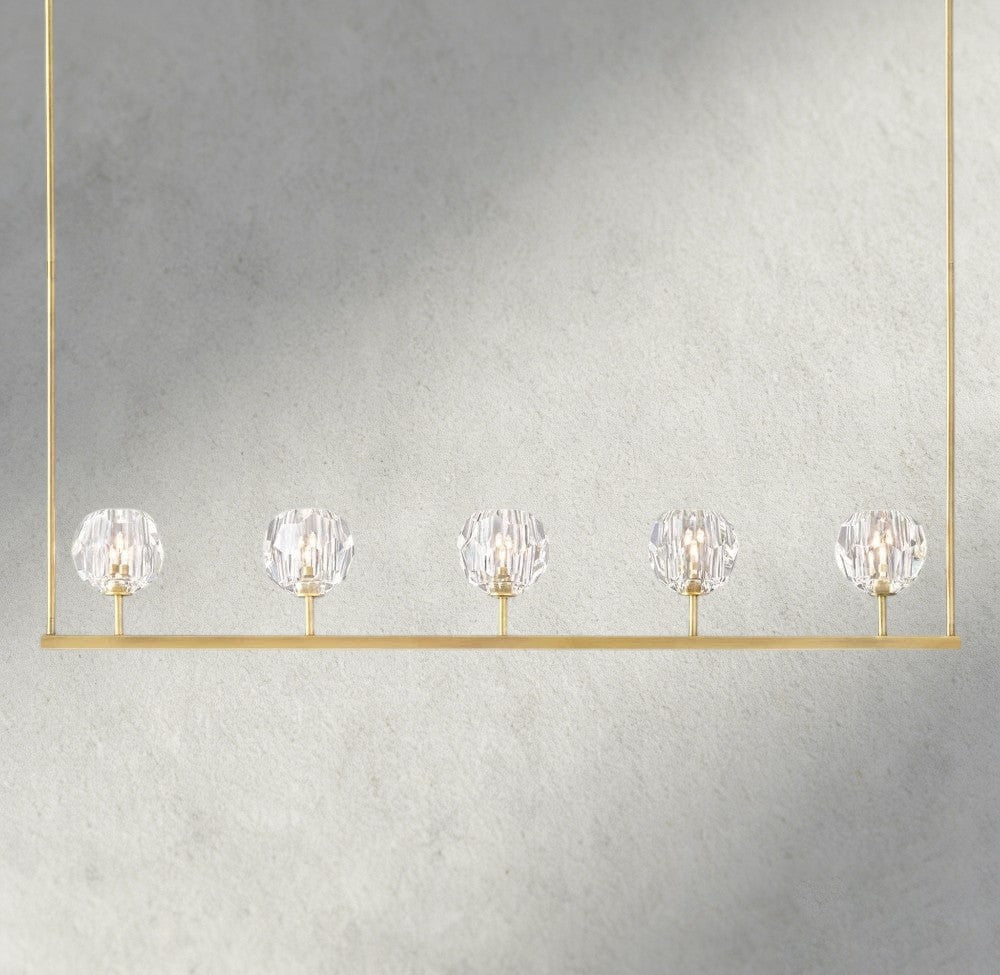 Beula De Cristal Clear Glass Linear Chandelier 48", 60" - fovolighting