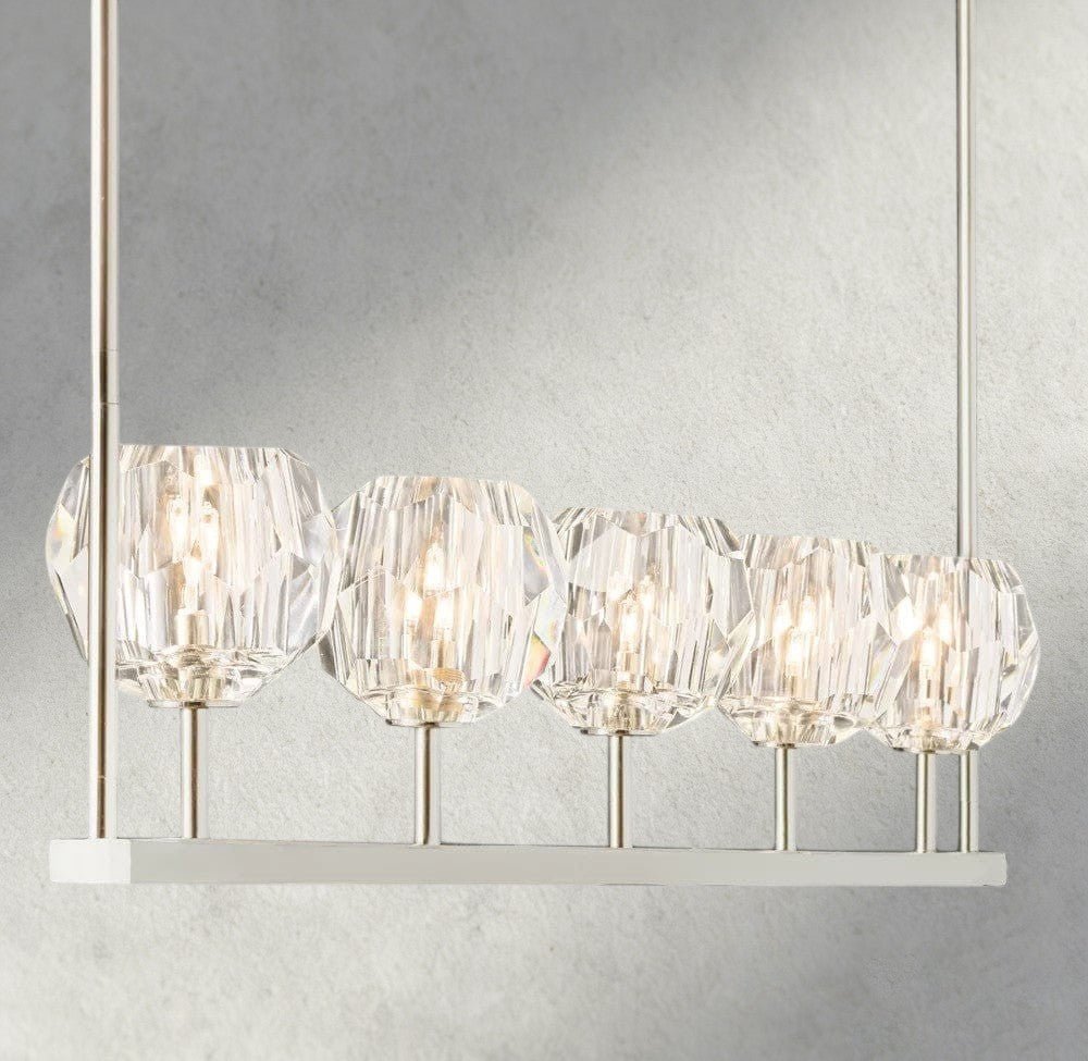 Beula De Cristal Clear Glass Linear Chandelier 48", 60" - fovolighting