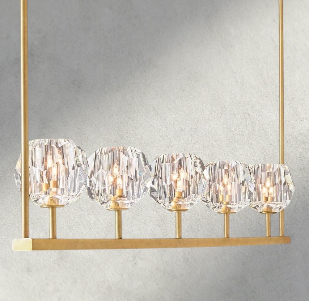 Beula De Cristal Clear Glass Linear Chandelier 48", 60" - fovolighting