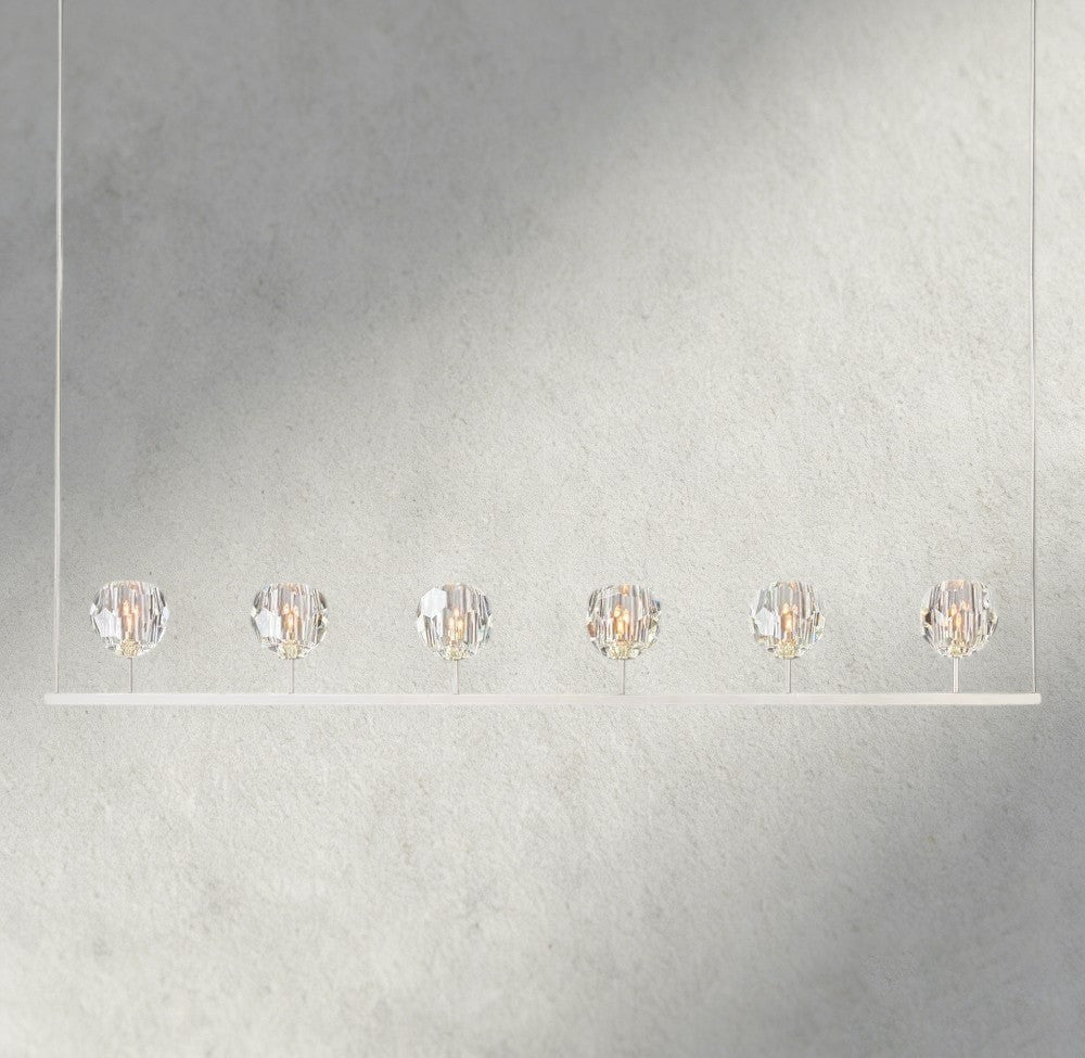 Beula De Cristal Clear Glass Linear Chandelier 48", 60" - fovolighting
