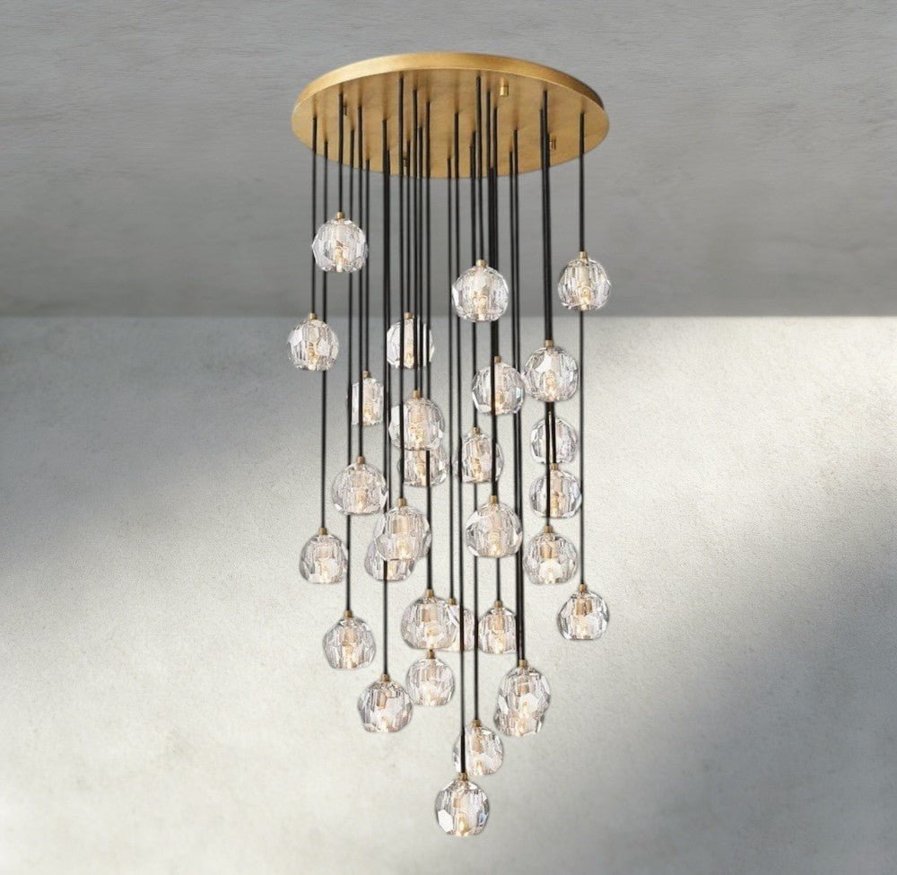 Beula De Cristal Clear/ Smoke Glass Round Cluster Chandelier 14", 19", 24", 30", 40" - fovolighting