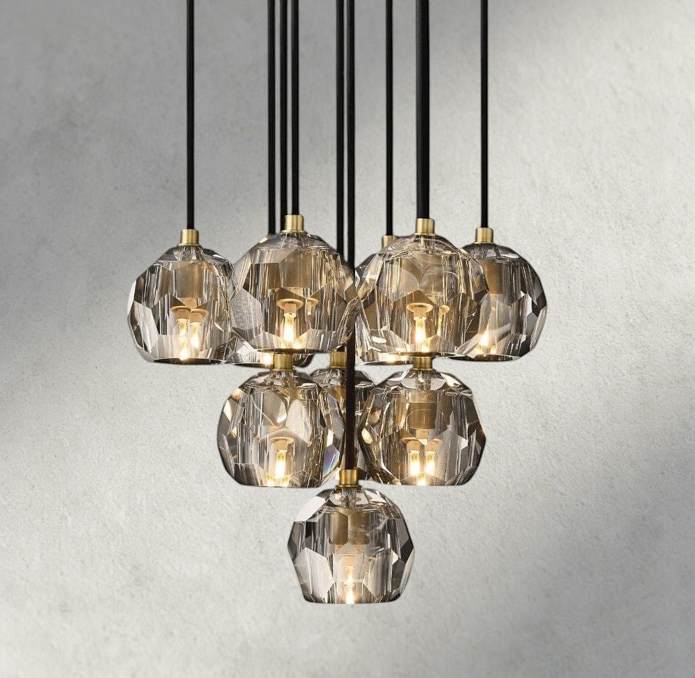 Beula De Cristal Clear/ Smoke Glass Round Cluster Chandelier 14", 19", 24", 30", 40" - fovolighting