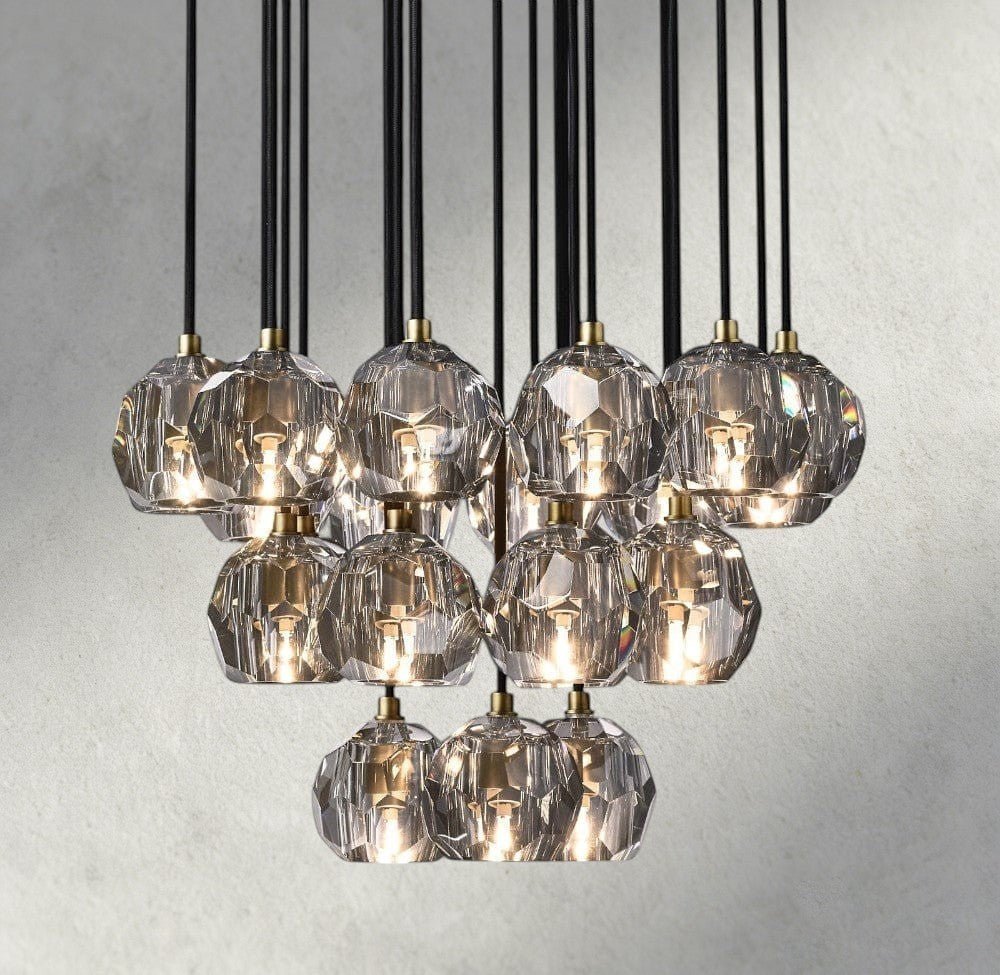 Beula De Cristal Clear/ Smoke Glass Round Cluster Chandelier 14", 19", 24", 30", 40" - fovolighting