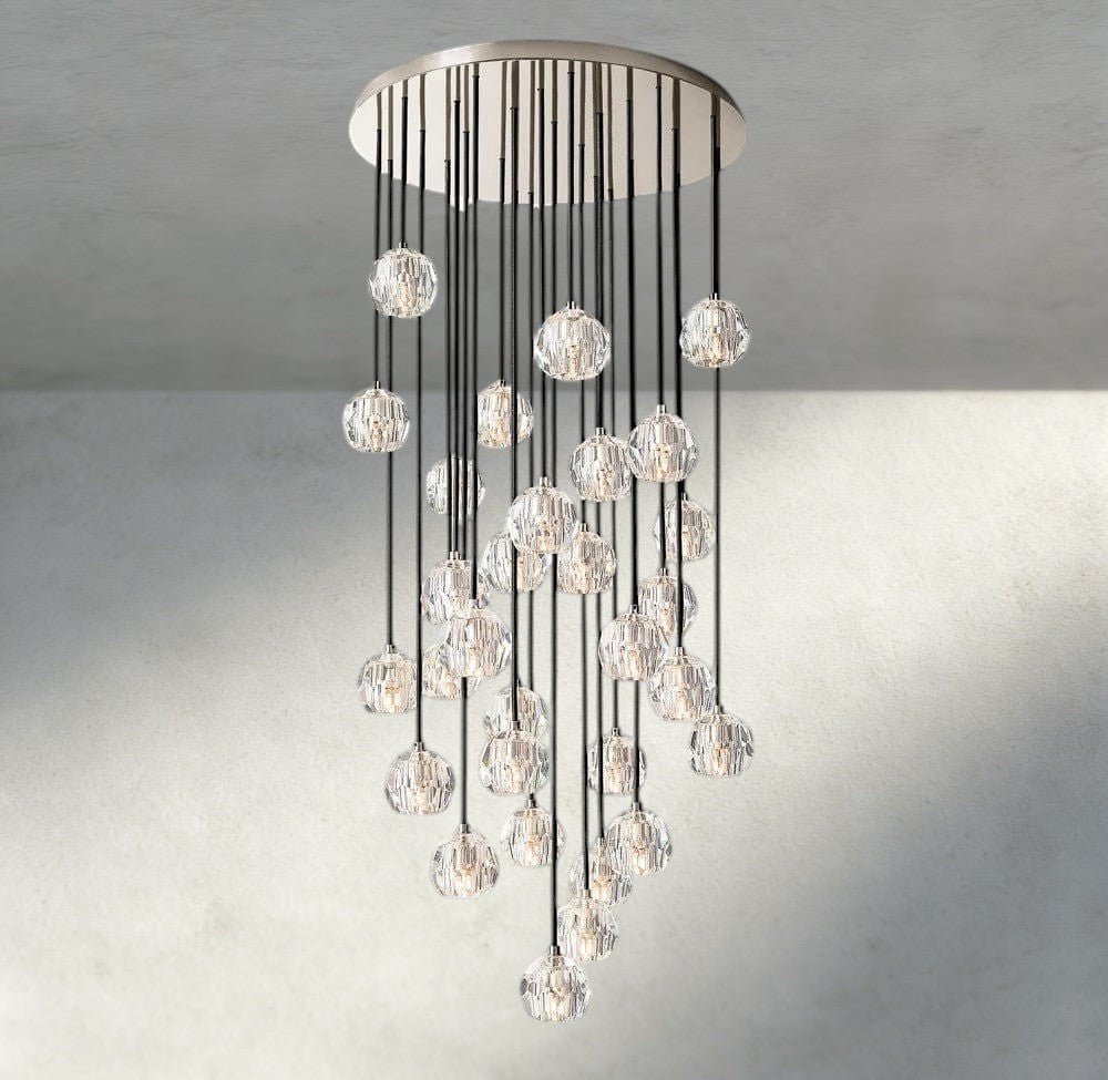 Beula De Cristal Clear/ Smoke Glass Round Cluster Chandelier 14", 19", 24", 30", 40" - fovolighting