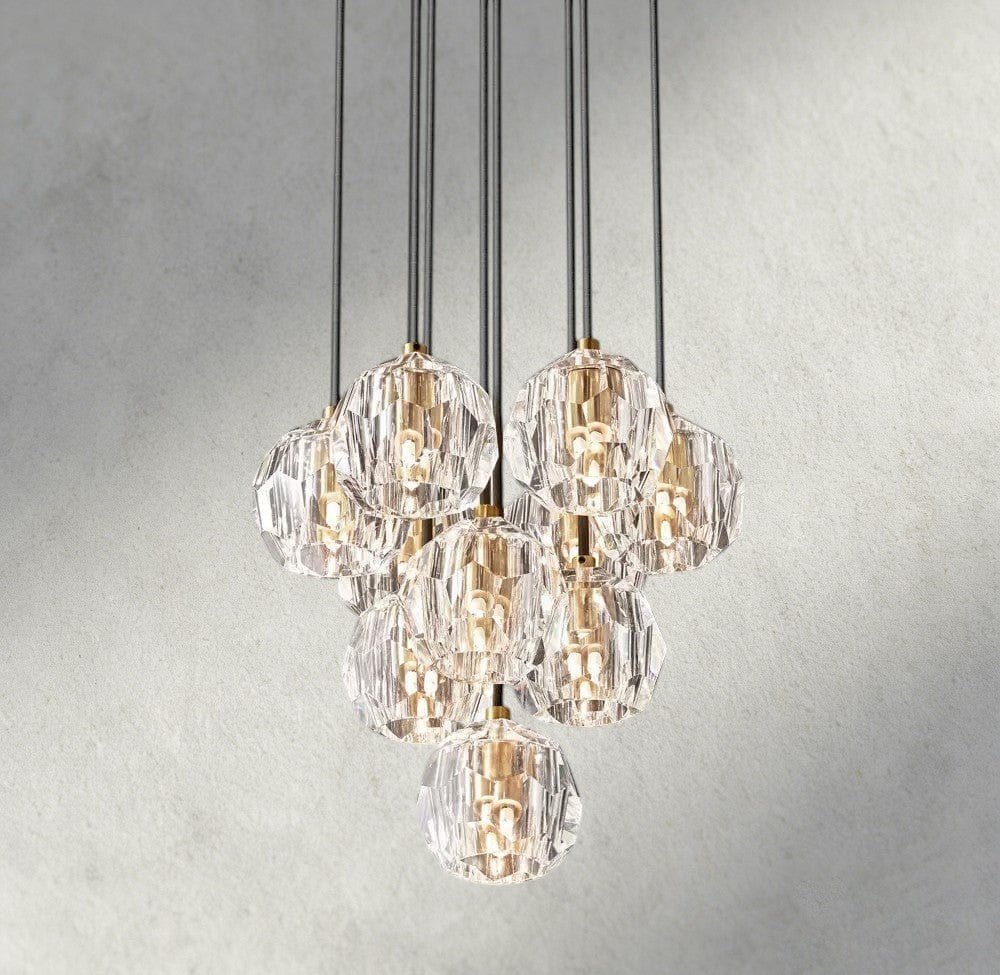 Beula De Cristal Clear/ Smoke Glass Round Cluster Chandelier 14", 19", 24", 30", 40" - fovolighting