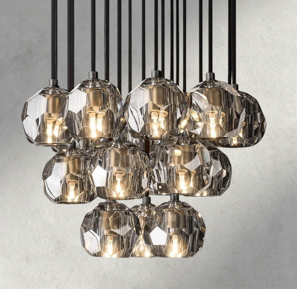 Beula De Cristal Clear/ Smoke Glass Round Cluster Chandelier 14", 19", 24", 30", 40" - fovolighting