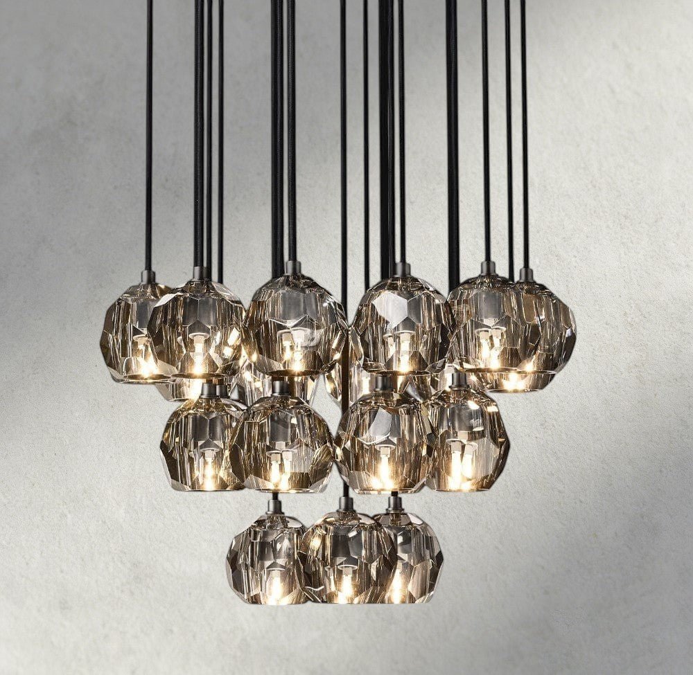 Beula De Cristal Clear/ Smoke Glass Round Cluster Chandelier 14", 19", 24", 30", 40" - fovolighting