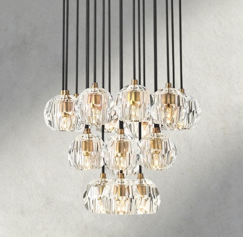 Beula De Cristal Clear/ Smoke Glass Round Cluster Chandelier 14", 19", 24", 30", 40" - fovolighting