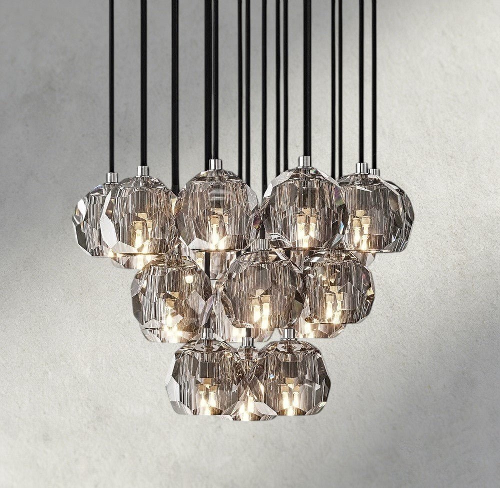 Beula De Cristal Clear/ Smoke Glass Round Cluster Chandelier 14", 19", 24", 30", 40" - fovolighting