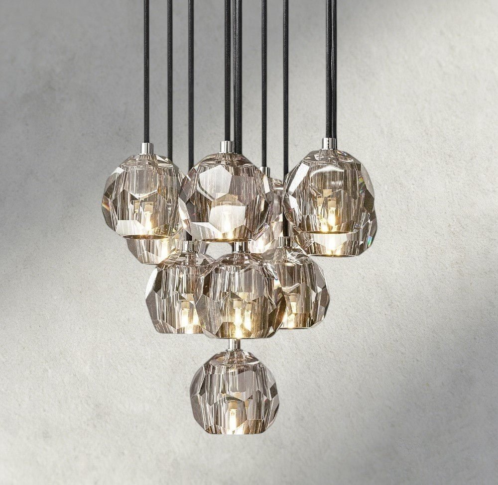 Beula De Cristal Clear/ Smoke Glass Round Cluster Chandelier 14", 19", 24", 30", 40" - fovolighting