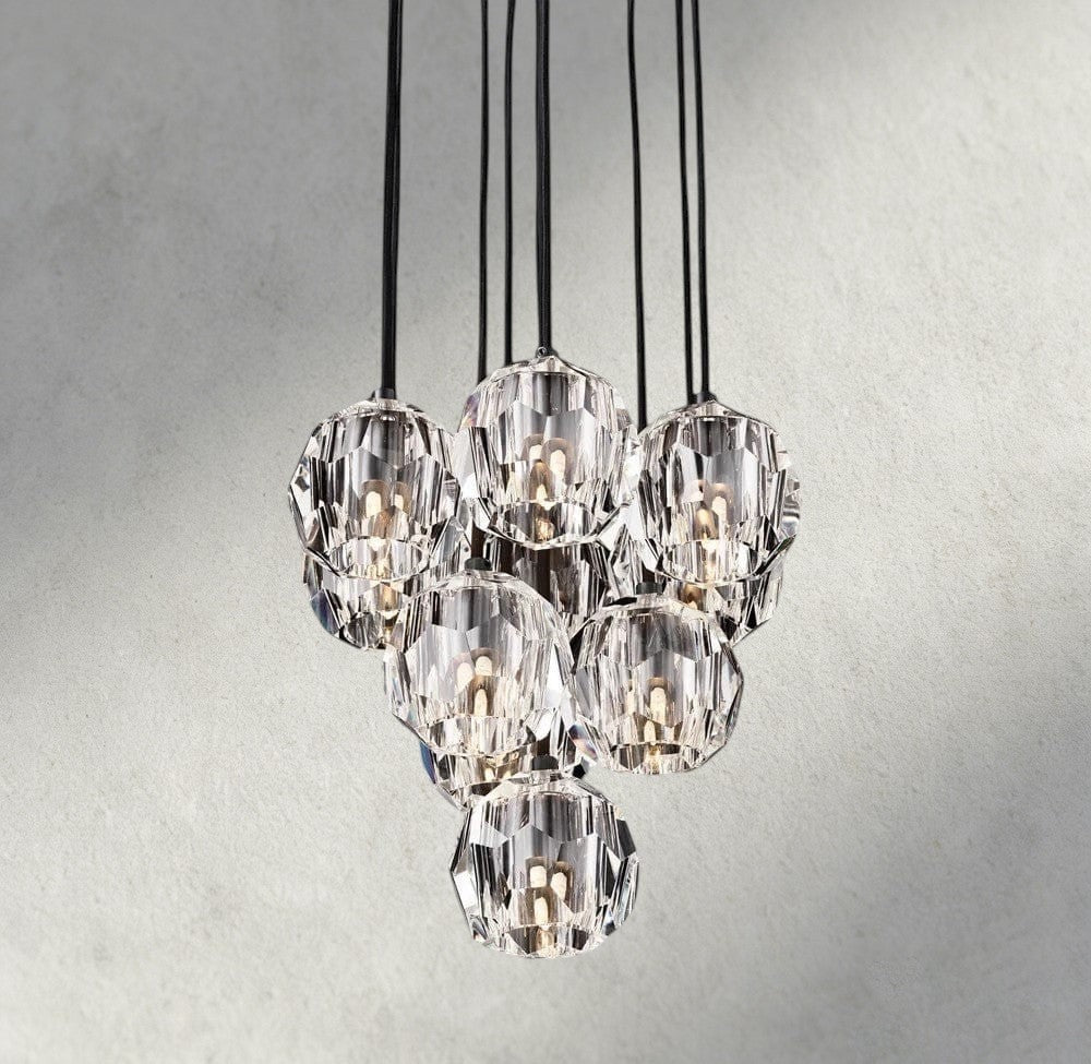 Beula De Cristal Clear/ Smoke Glass Round Cluster Chandelier 14", 19", 24", 30", 40" - fovolighting
