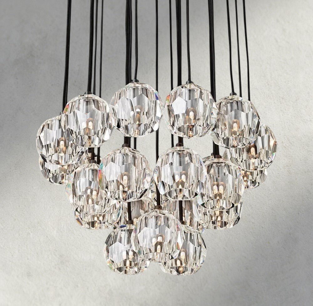 Beula De Cristal Clear/ Smoke Glass Round Cluster Chandelier 14", 19", 24", 30", 40" - fovolighting